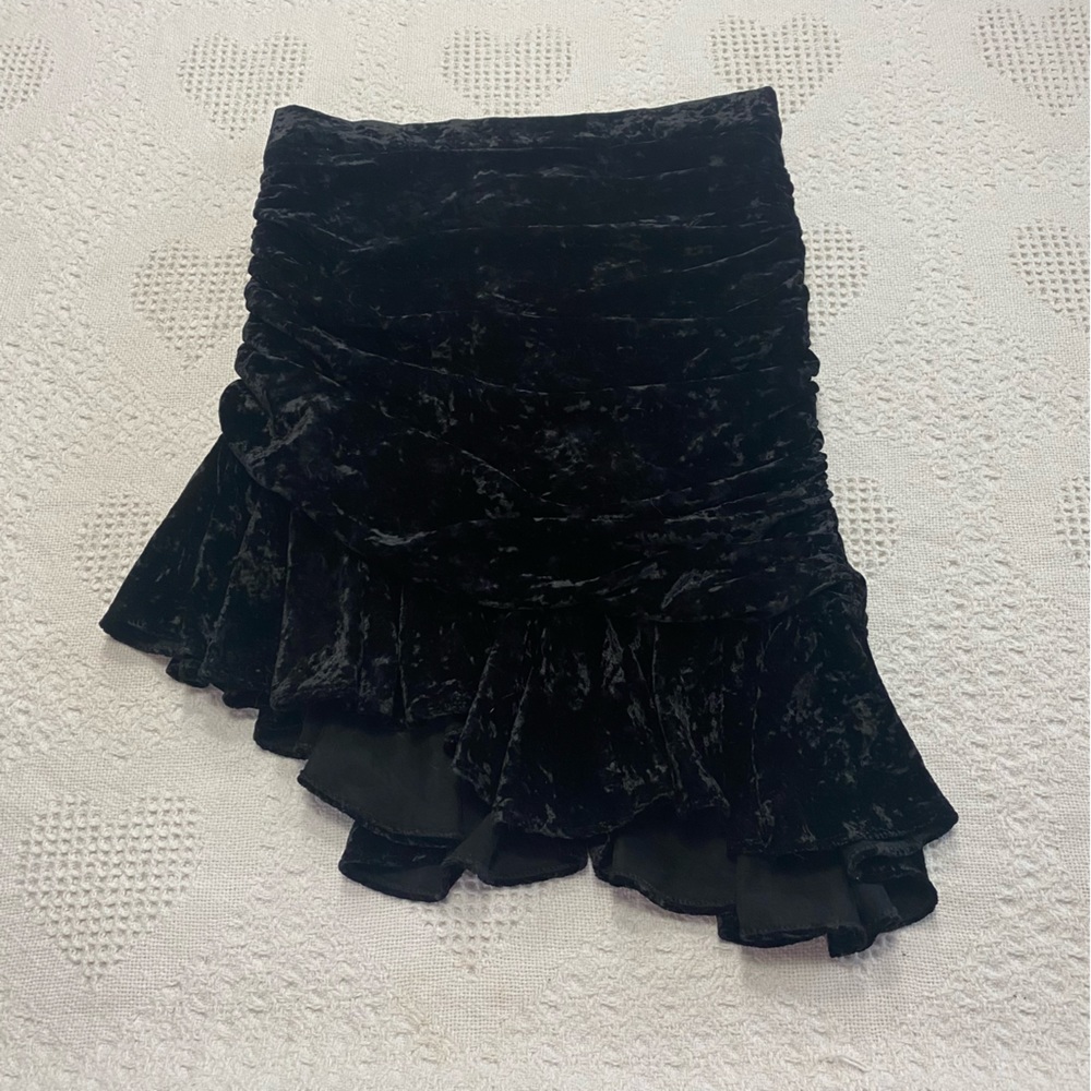 NWT Zara Ruched Velvet Gothic Asymmetrical Skirt (S)